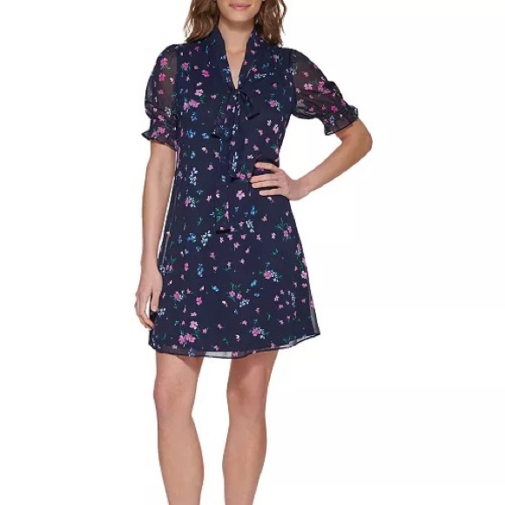 DKNY NWT tie neck shift dress